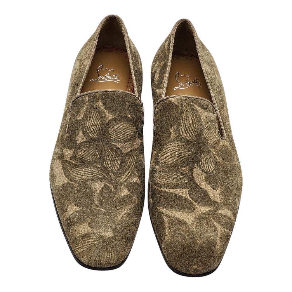Christian Louboutin Dandelion Floral Suede Loafers Green EU 42 US 9 - New $995 - Picture 4 of 10